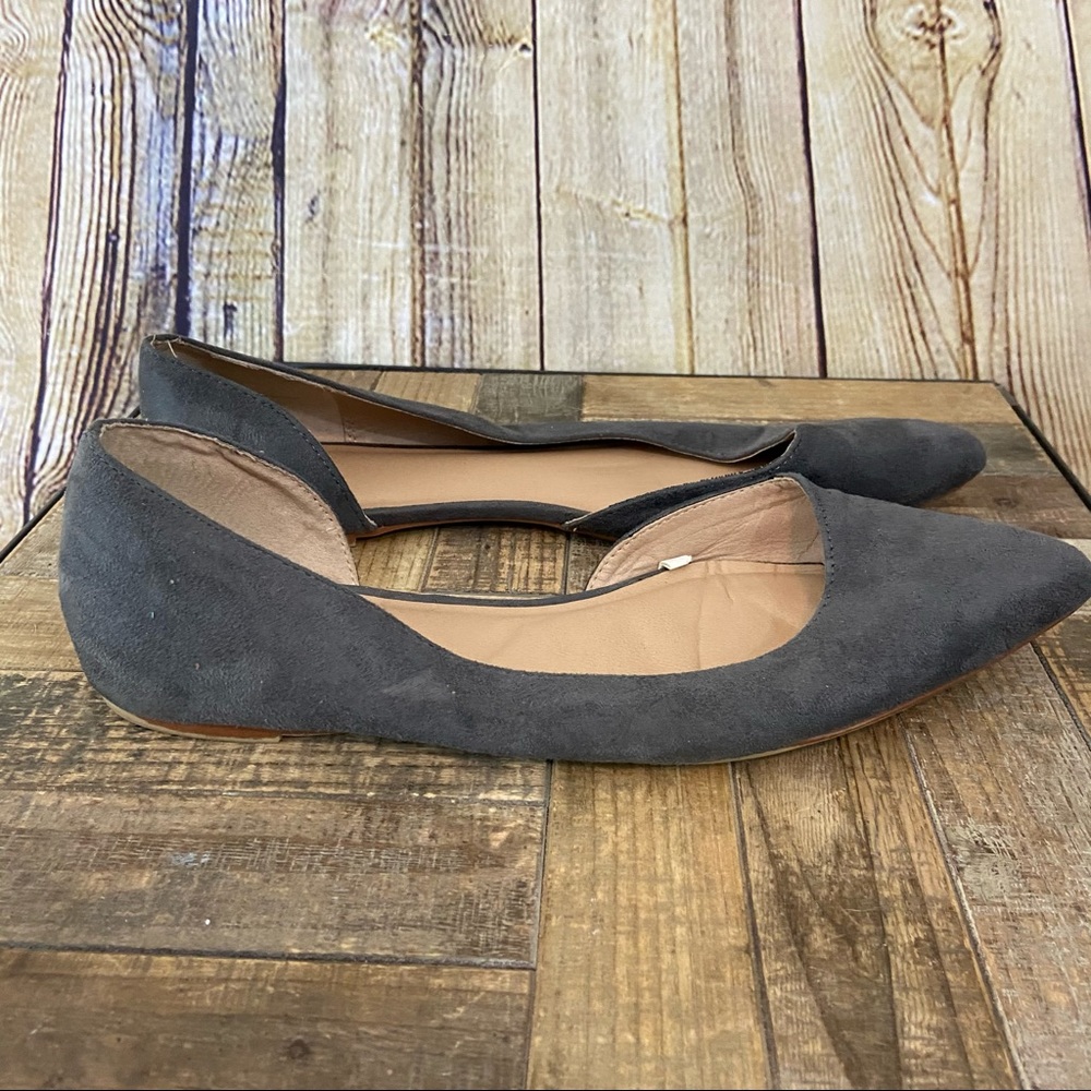 Gray suede open flats size 11Wide - Picture 2 of 9